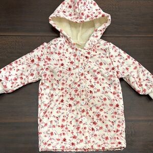 Floral Hooded Jacket with Red Flowers